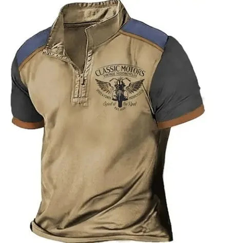 Men's 3D printed golf polo shirt in loose fit polyester bird eye cloth