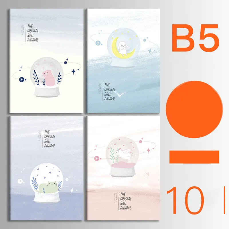 Set of 10 thread-bound softcover notebooks in various designs including kraft paper and printed patterns