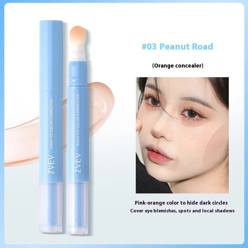 Concealer cream with sponge brush head applicator in 1.5g size showing three colour shades