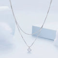 Women's silver double-layer necklace with pearl chain and matching pendant in S925 sterling silver