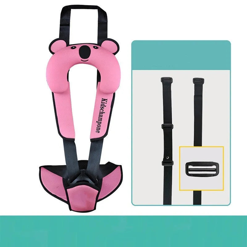 Portable child car safety seat belt retainer in polyester fabric with 33x22x9.5cm dimensions