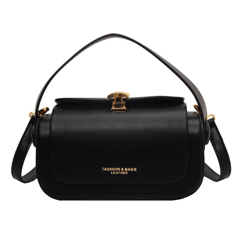 Personalised women's casual shoulder messenger bag with letter detail in beige, black, khaki, or pink.