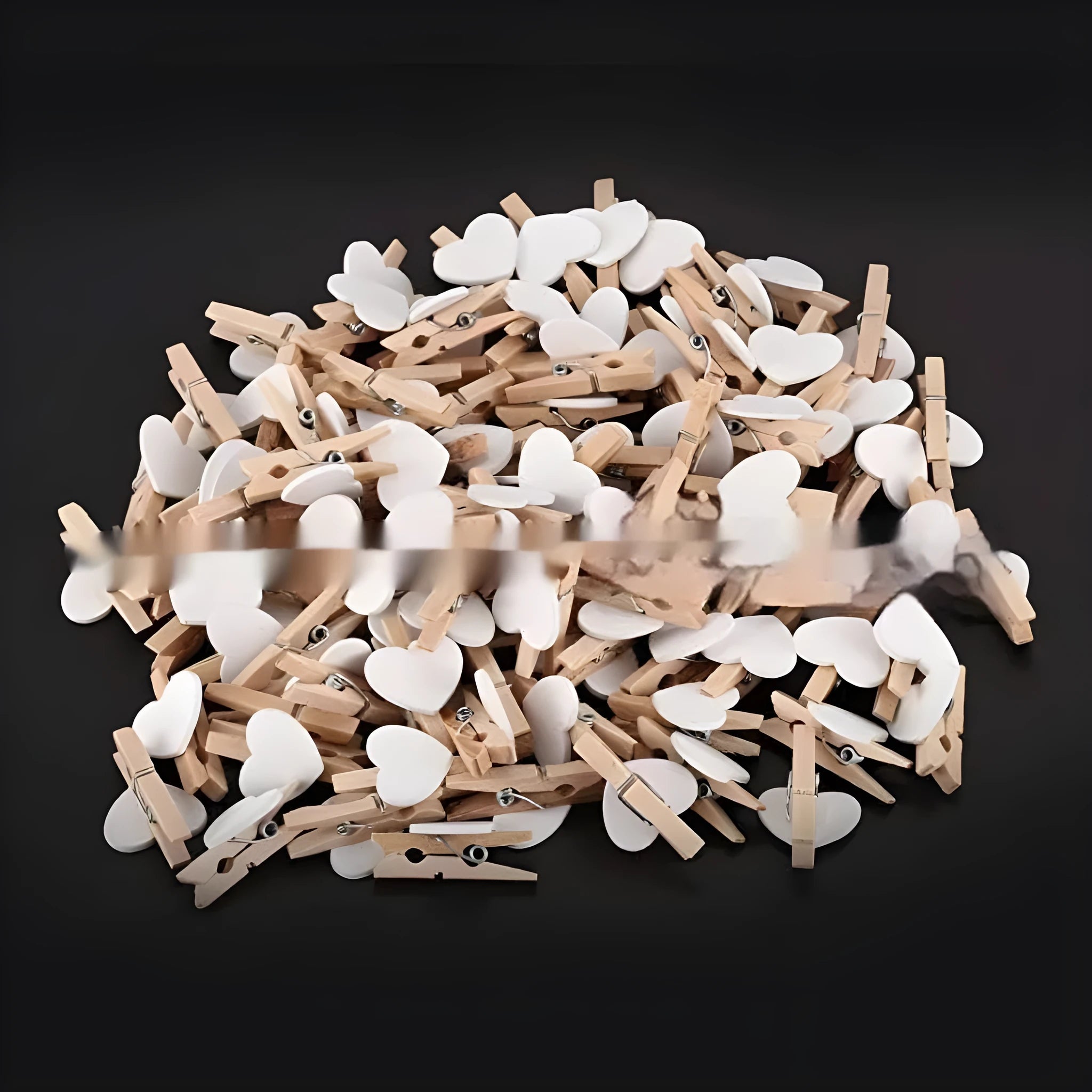 Handmade solid wood heart-shaped clips in red, rose red, and white colours measuring 3cm