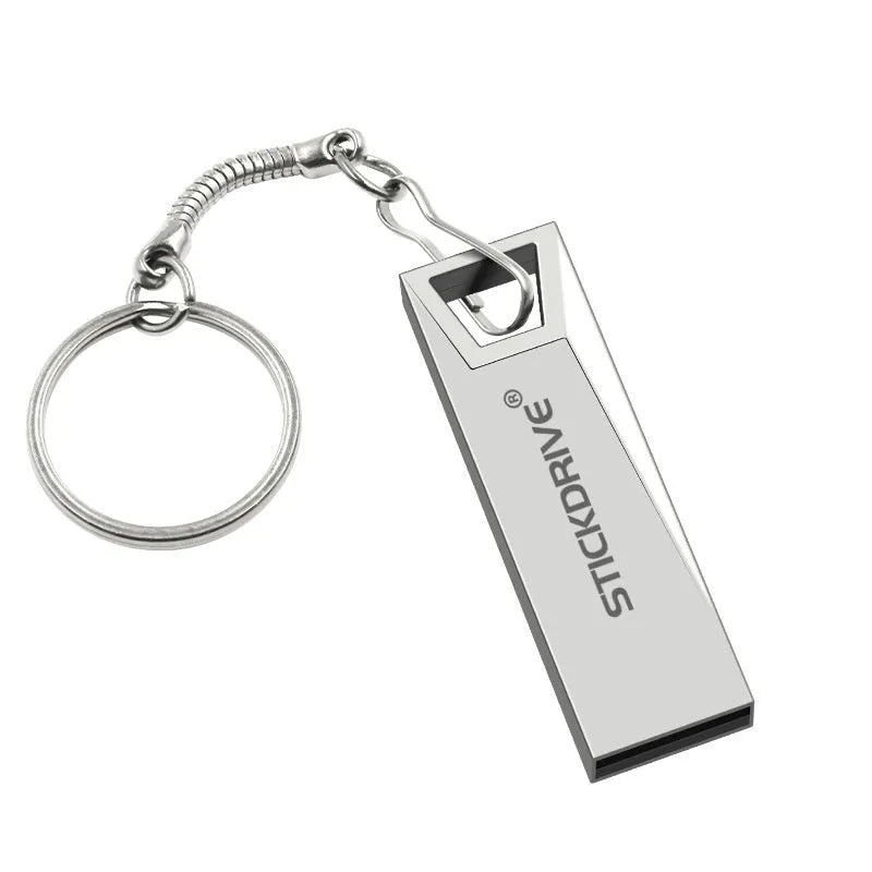 Metal USB flash drive with necklace chain in black and silver colour options