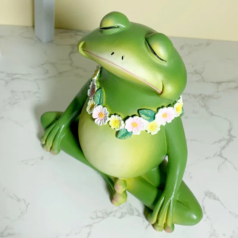 RDW123 coloured Magic Yoga Frog plastic and resin ornament on a display surface.