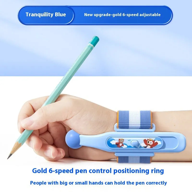 Anti-hook holder pen control corrector wrist brace for handwriting improvement in blue colour