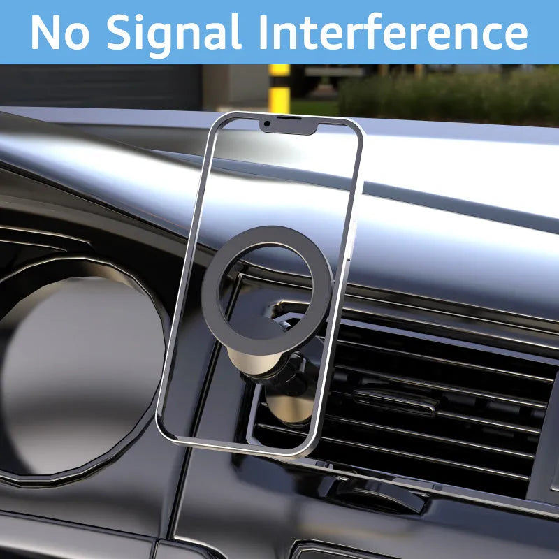Black O-ring magnetic car air vent phone holder for mobile devices up to 6.8 inches