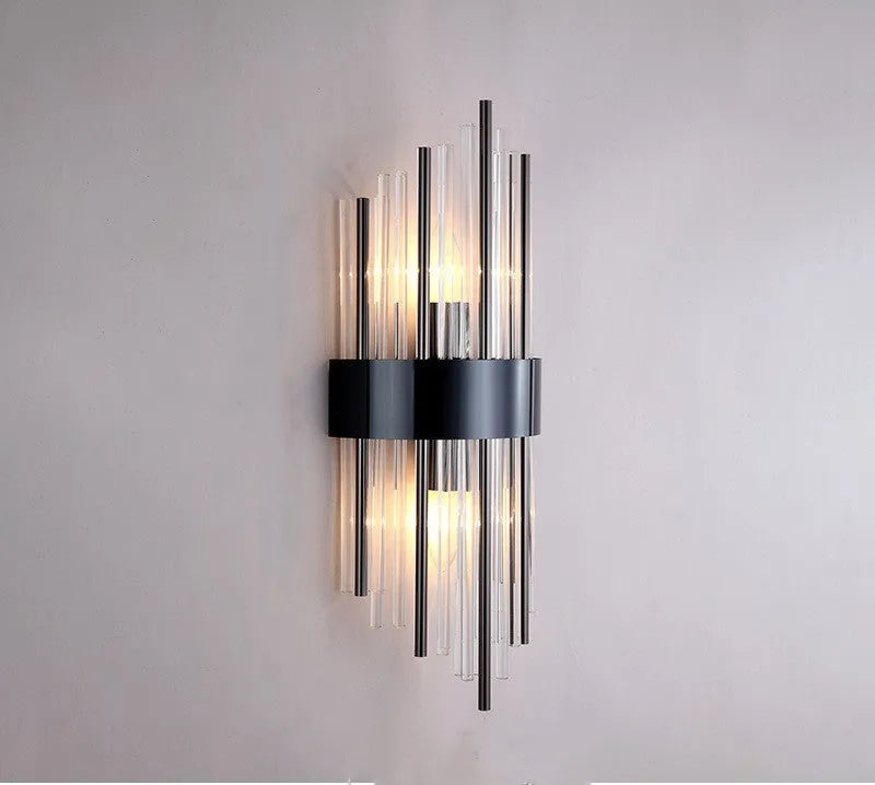 Modern crystal wall lamp in light luxury style with metal finish options