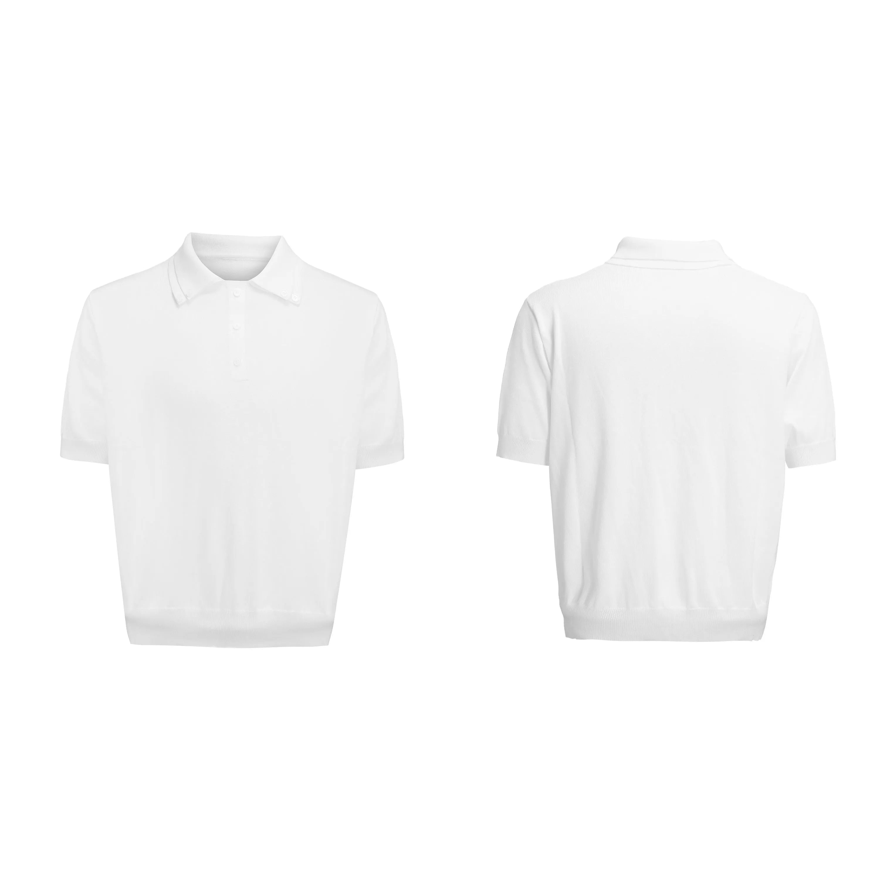 Men's black polyester short sleeve shirt with double collar lapel design and fastener decoration