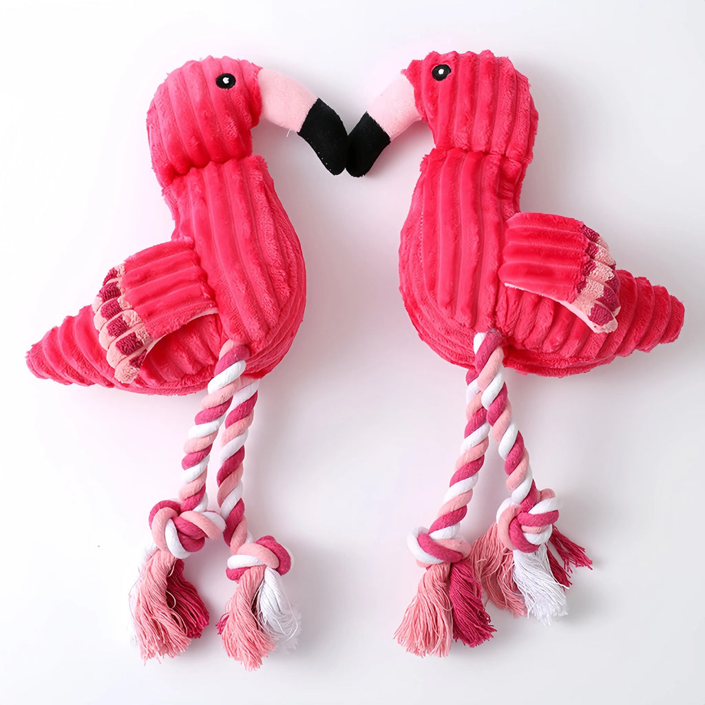 Pink animal-shaped corduroy squeaky dog chew toy for pets