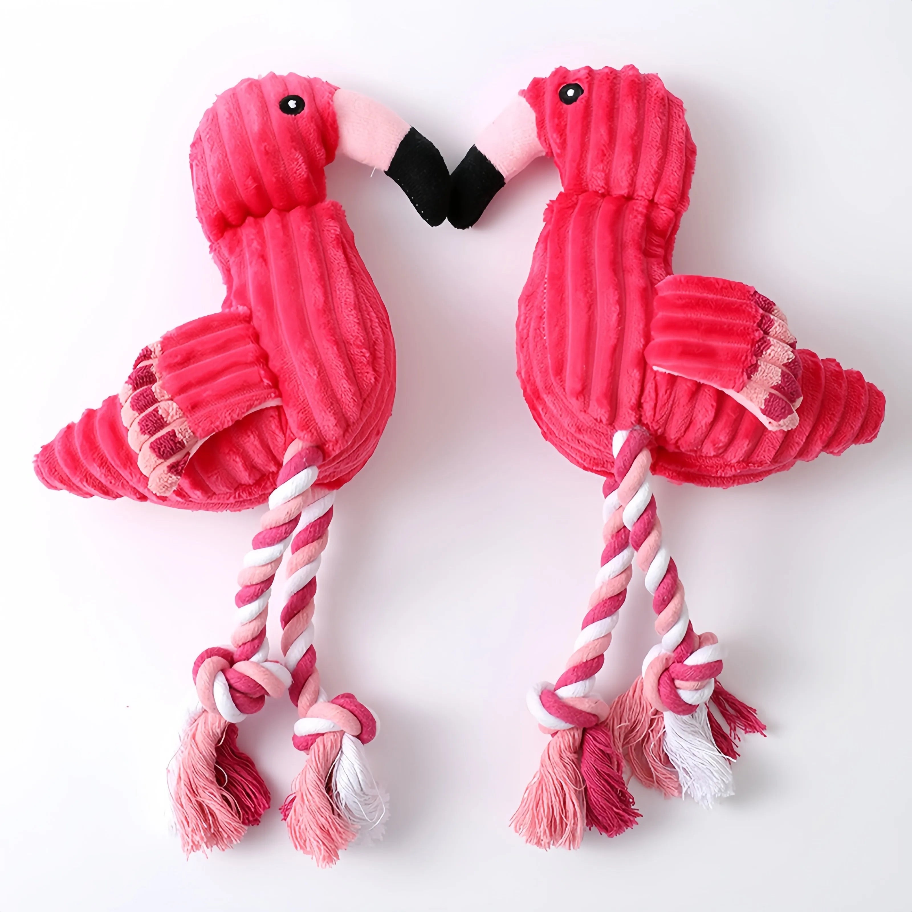 Pink animal-shaped corduroy squeaky dog chew toy for pets