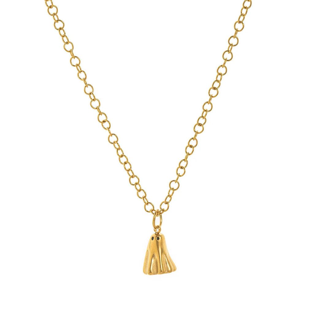 Ghost pendant necklace with stainless steel chain and titanium steel electroplated pendant