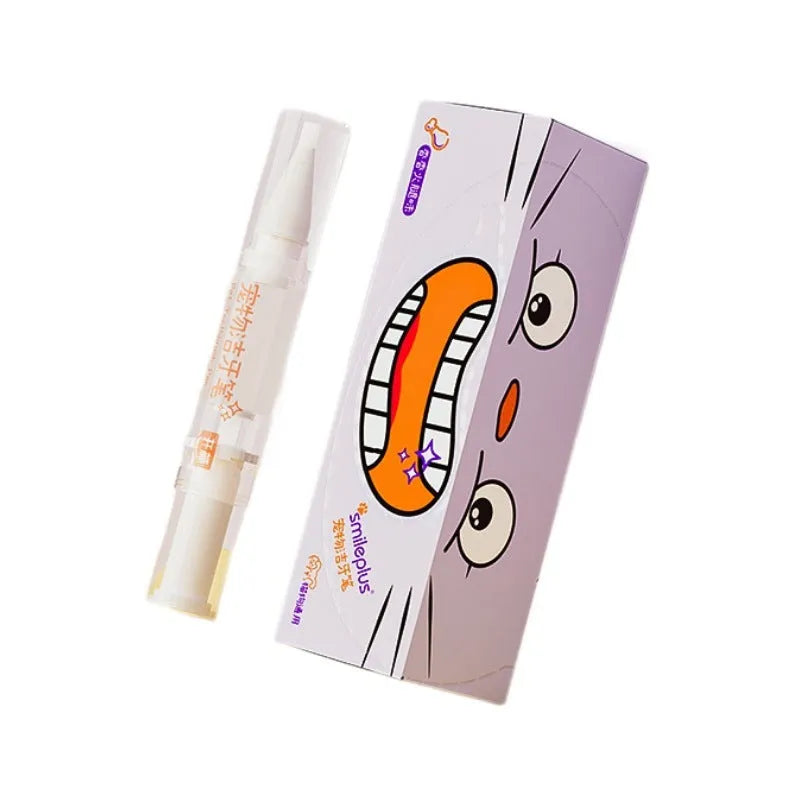 White pet toothbrush pen for dog and cat teeth cleaning with 5ml capacity