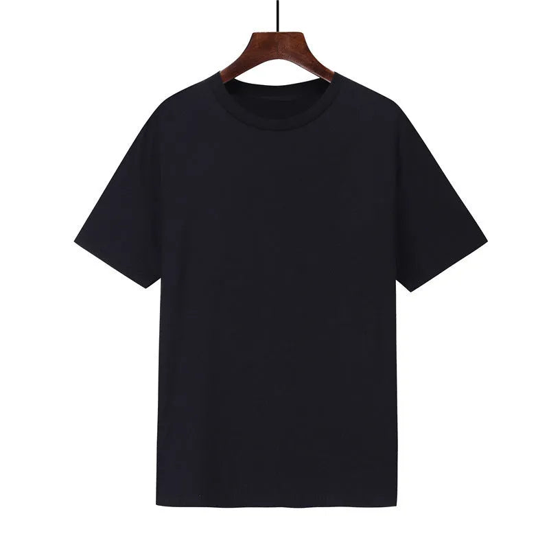 Men's loose fit cotton T-shirt with printed design shown in multiple colour options