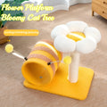Yellow bee-shaped cat climbing frame with sisal scratching post and tunnel