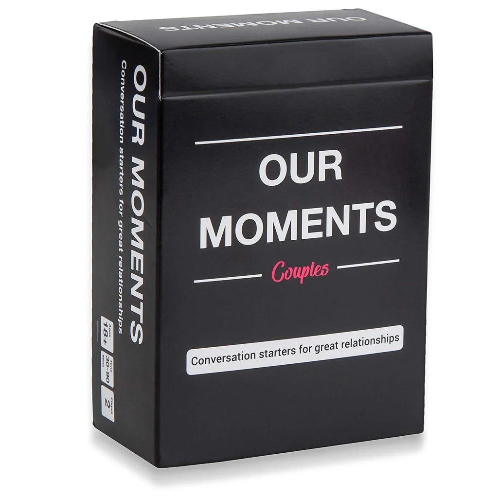 Black coated paper box of Our Time Lovers Edition communication cards for couples, showing dimensions 9cm x 6.5cm x 3.5cm.