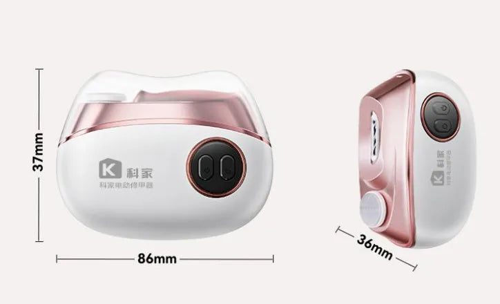 Blue electric nail clipper and polisher two-in-one tool with USB-C charging port