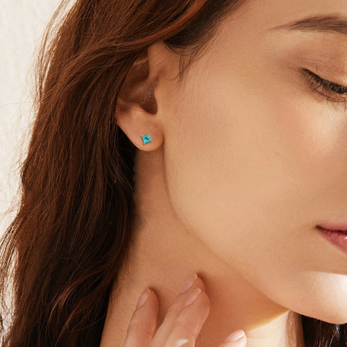 Brass gold-plated drop earrings with pear-shaped candy-coloured zircon stones
