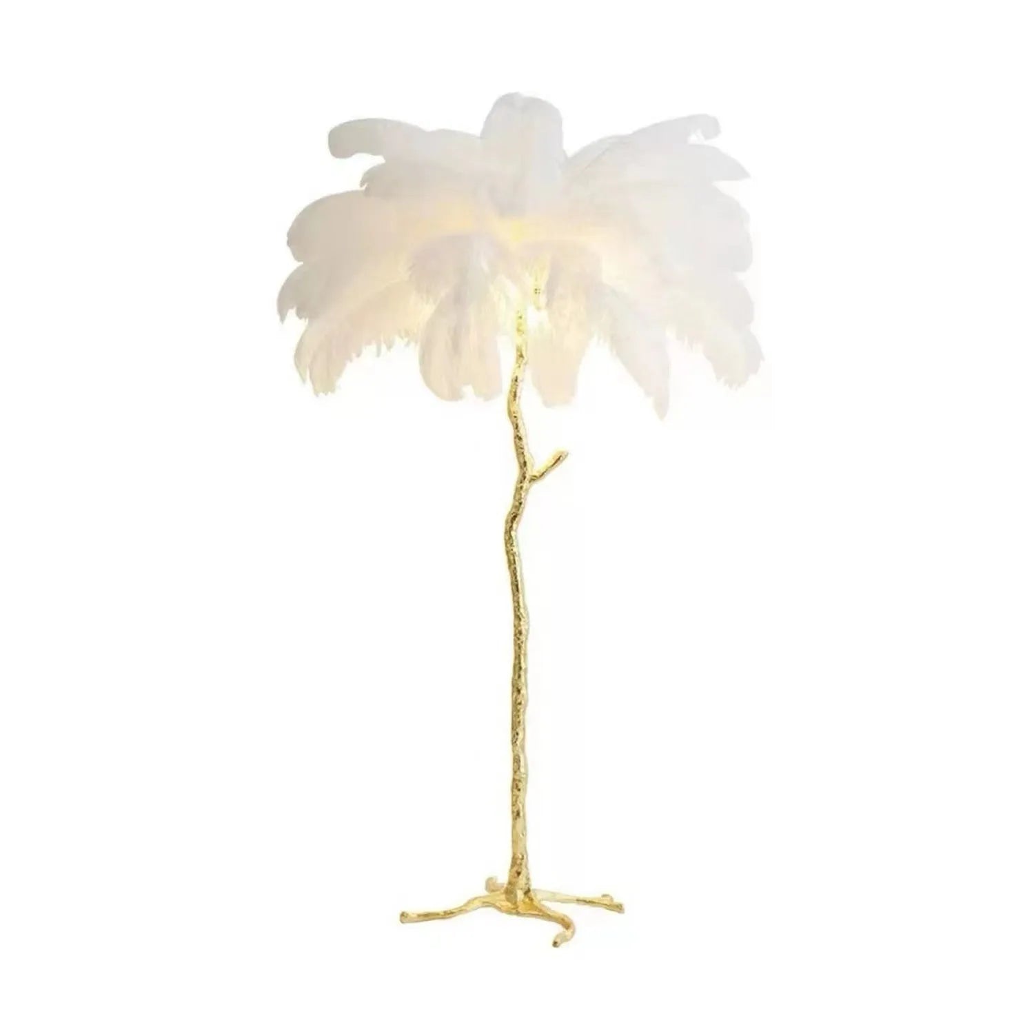 Decorative resin feather floor lamp with 32 feathers, 170cm tall for living room