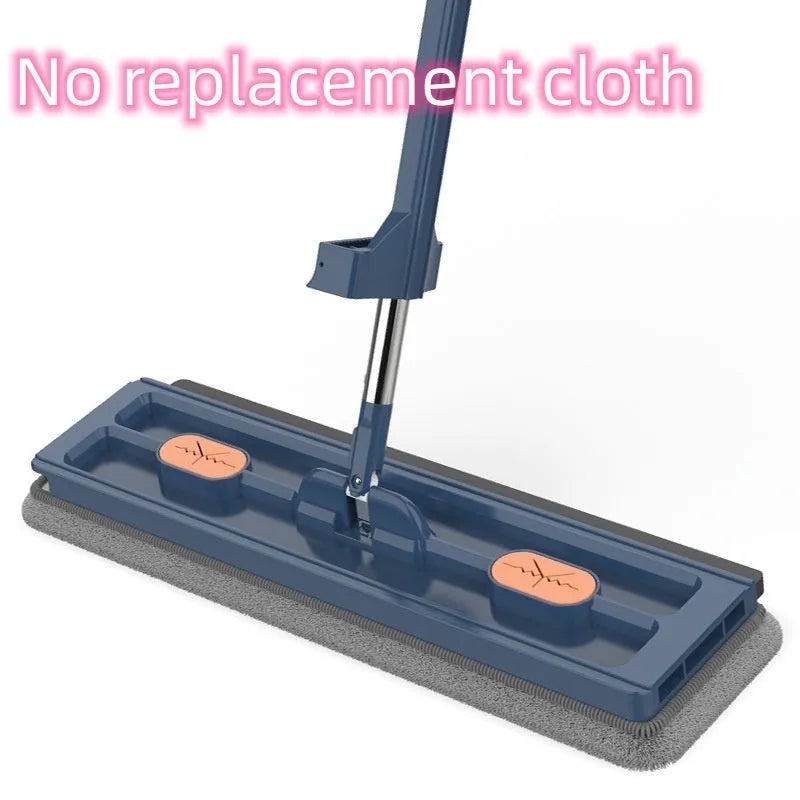 Large flat mop with 360 rotating head and stainless steel extended handle for home floor cleaning