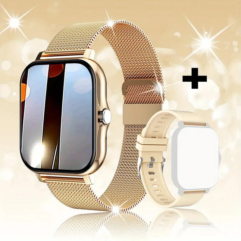 Smart watch with 1.44-inch colour touchscreen display on a silicone wrist strap.