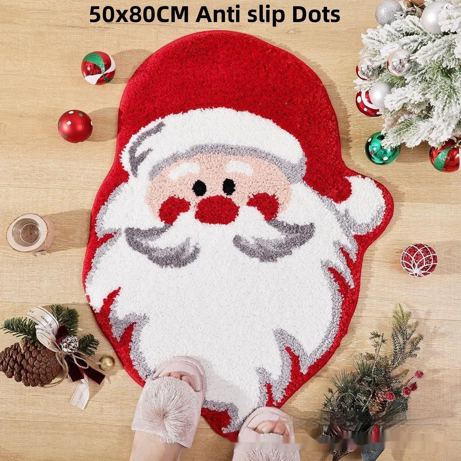 Christmas geometric pattern hallway mat with non-slip backing in multiple size options