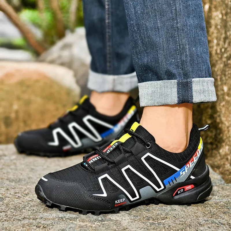 Men's grey orange plus size casual shoes with synthetic leather upper and low rubber sole
