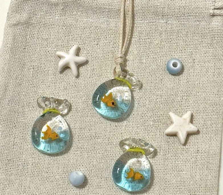 Women's necklace with coloured glaze skirt joker pendant on cotton linen clavicle chain
