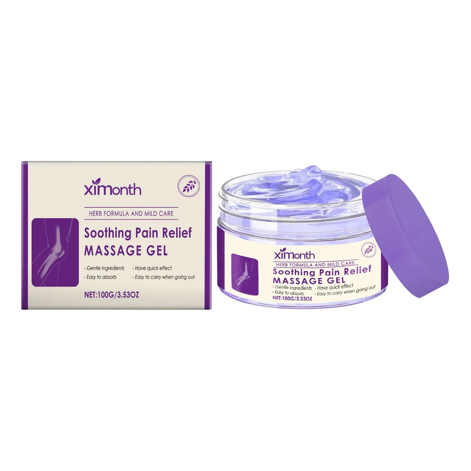 100g tub of cooling body massage gel for joint, knee, and elbow care.