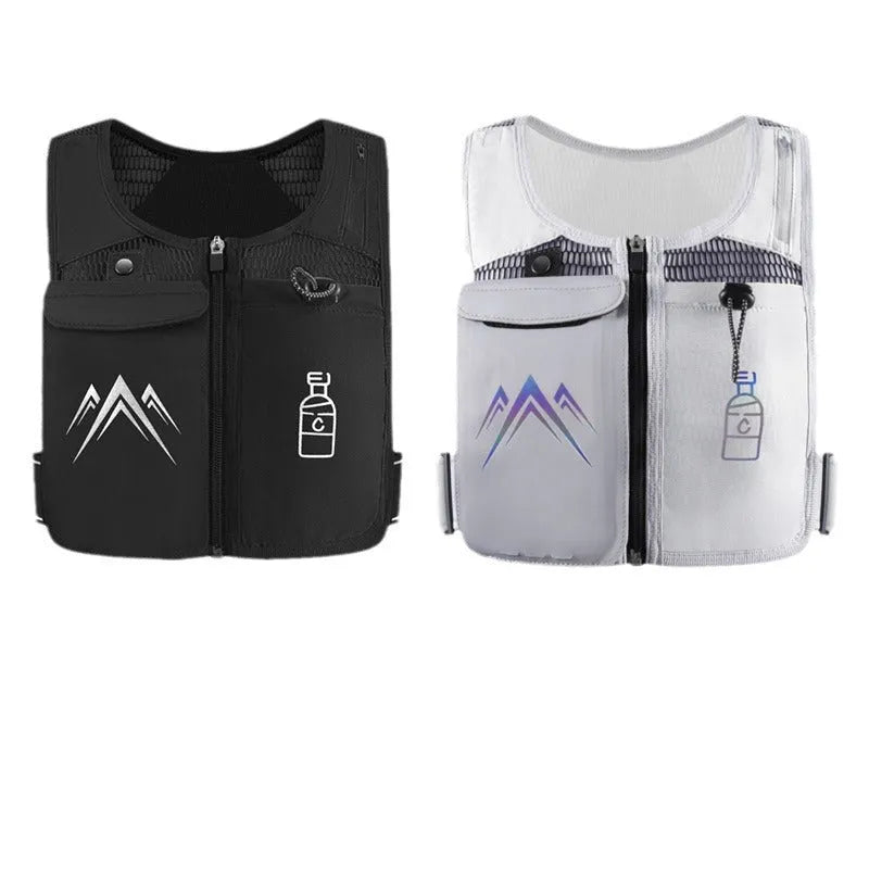 Breathable mesh running vest with phone compartment in classic black or moonlight grey