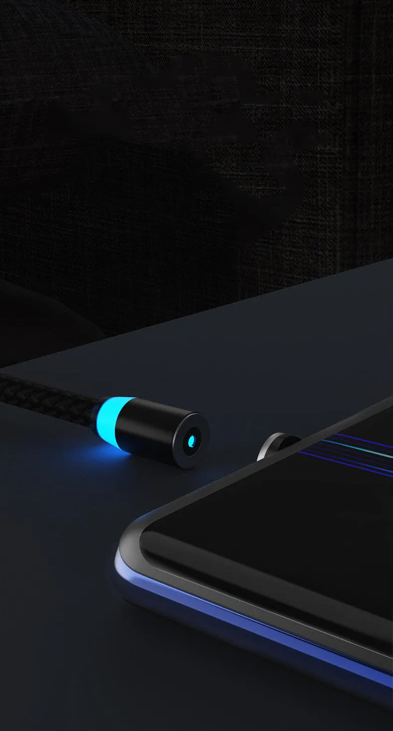 Magnetic charging cable with breathing light indicator for Apple and Android devices