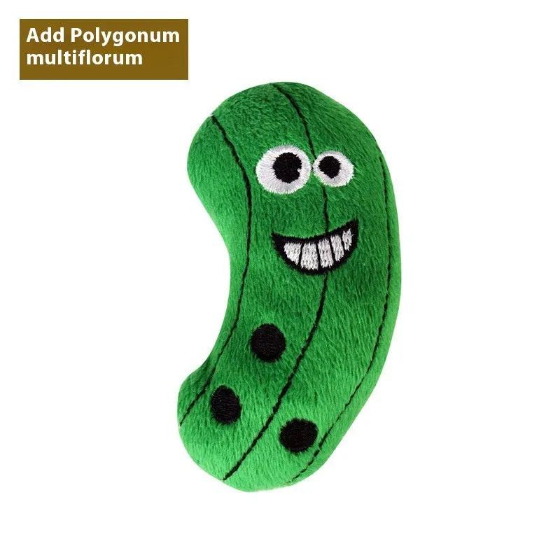 Plush cat chew toy shaped like a burrito, infused with catnip for feline play