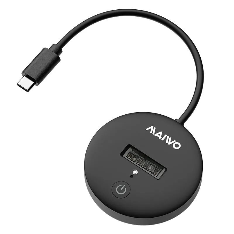 Black external hard disk enclosure with USB-C port for M.2 NVMe SSD compatibility
