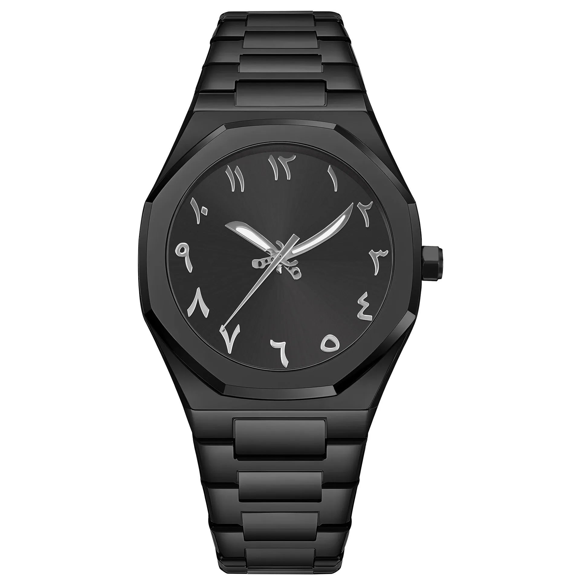 Men's business casual quartz watch with steel belt strap showing 10mm thickness