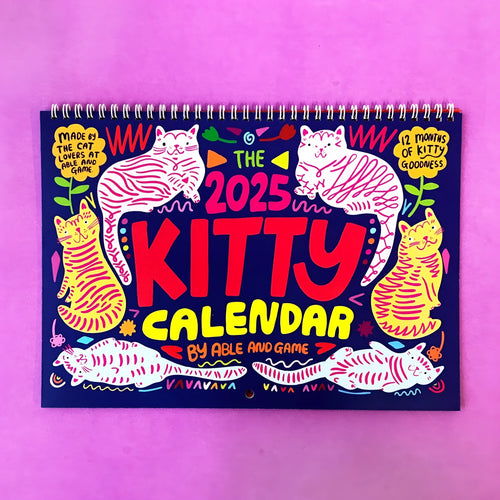 A3 landscape cat themed wall calendar planner for 2024 or 2025 year