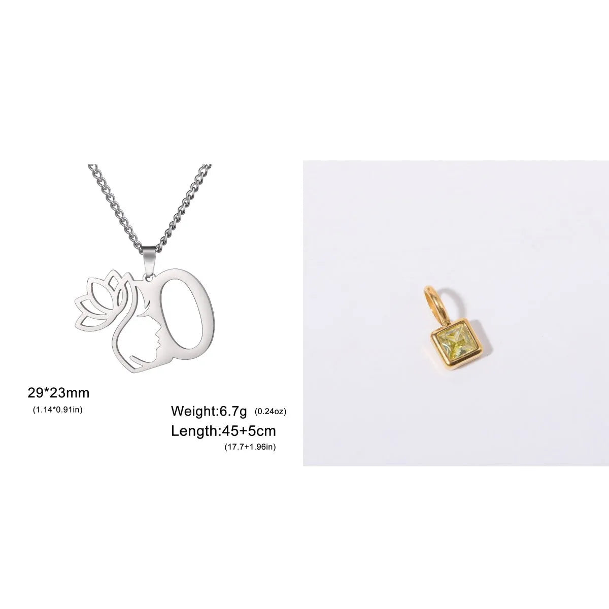 Stainless steel necklace with a single alphabet letter pendant on a cross chain, in gold or silver colour.