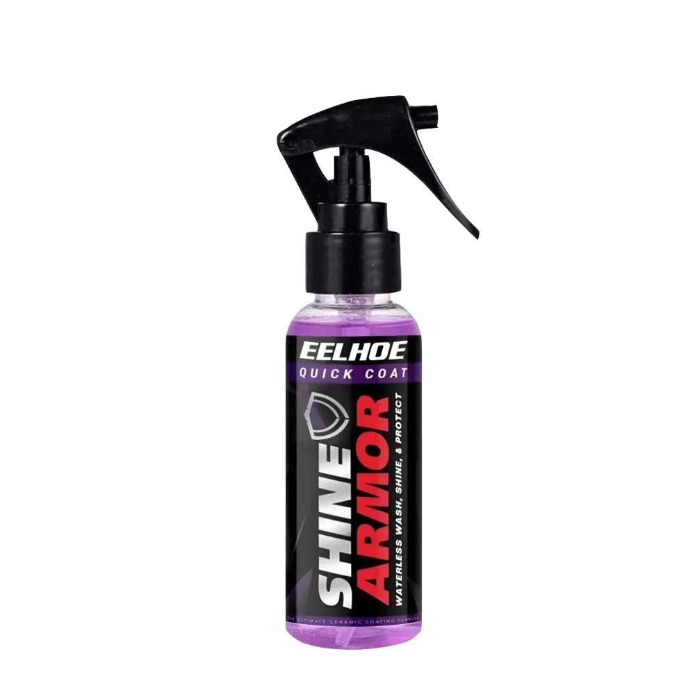 Purple car nano coating spray bottle with hand spray trigger for vehicle maintenance.