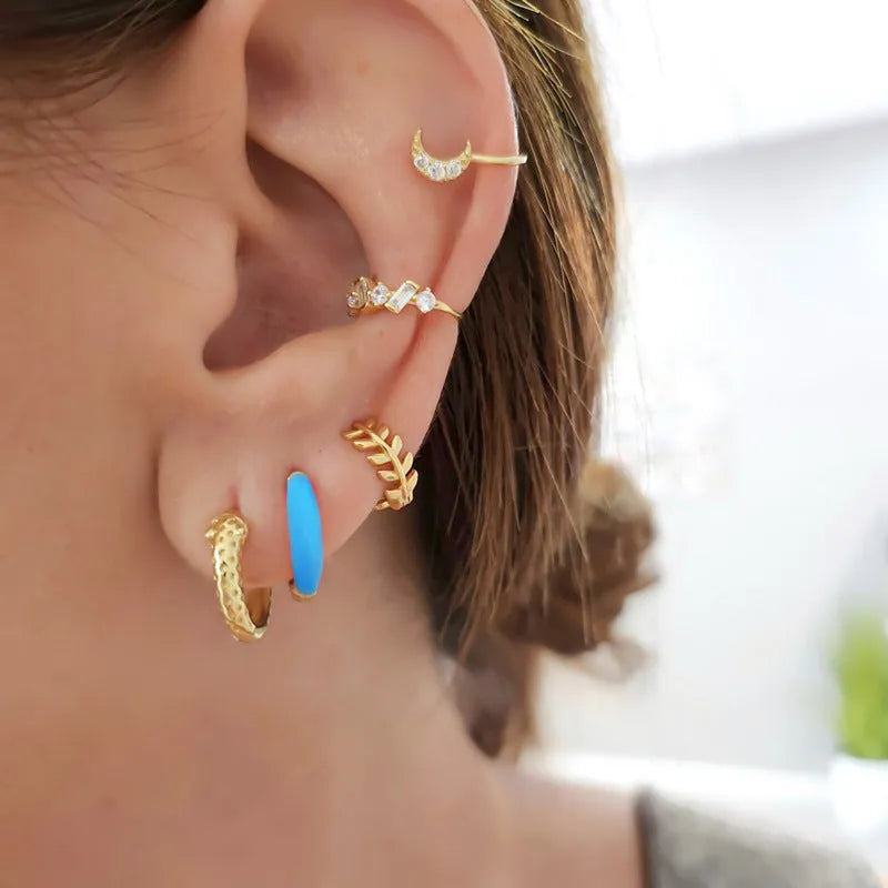 Geometric U-shaped epoxy oval earrings in a choice of seven colours on a silver needle copper base.
