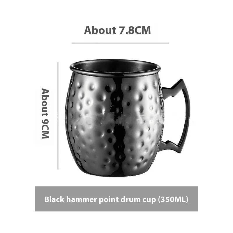 Stainless steel Moscow Mule cup with copper plating in hammer point style showing metallic finish.