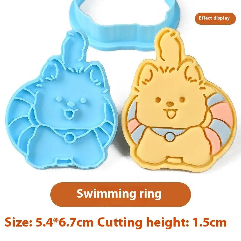 Three dimensional plastic biscuit mould with puppy cartoon designs for baking