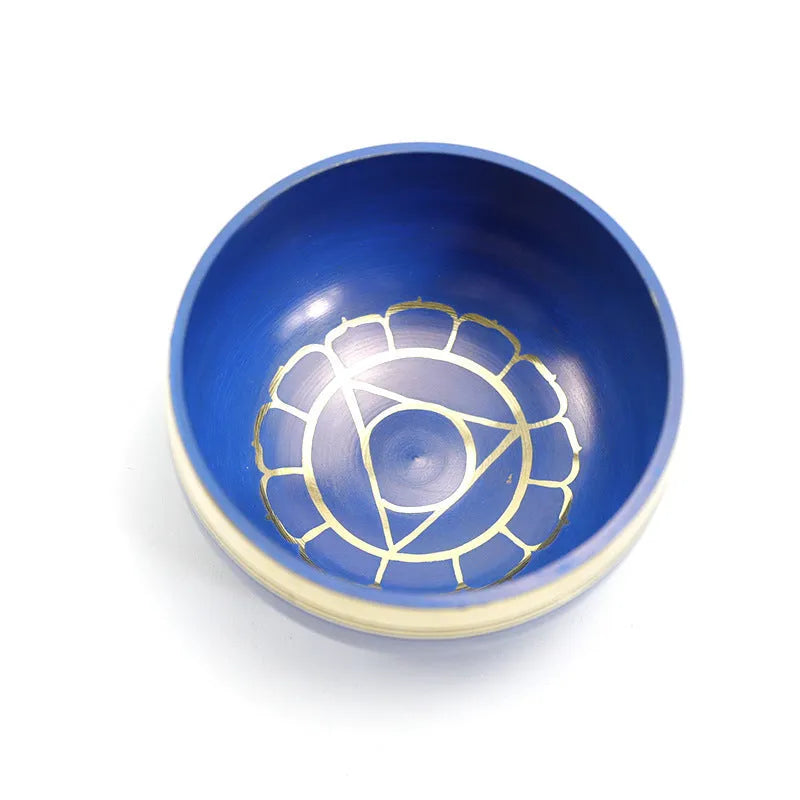 Handmade colourful Himalaya singing bowl percussion instrument, 7.8cm diameter.