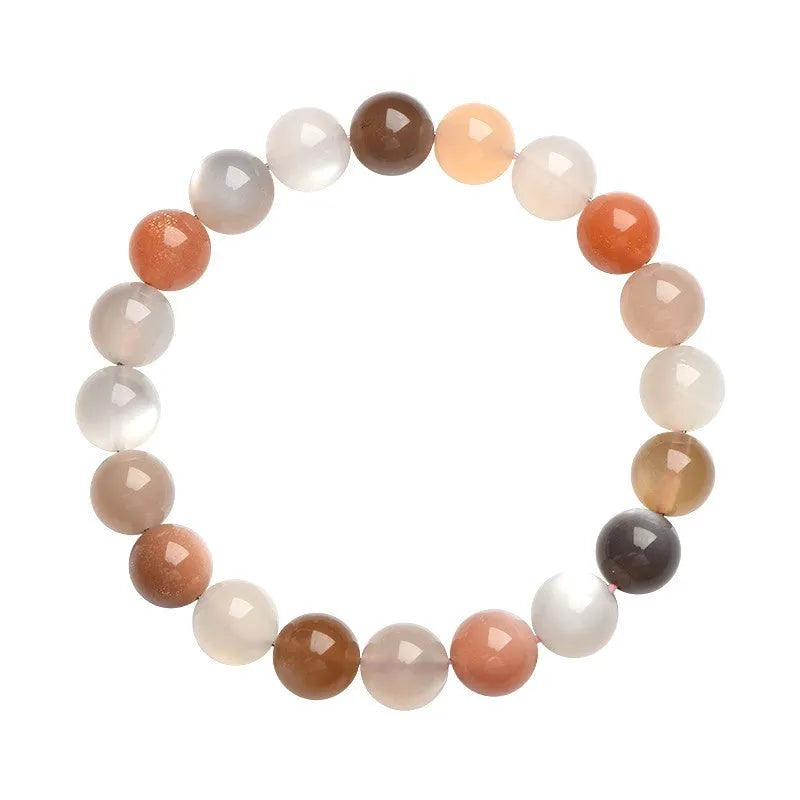 Natural colourful moonlight duobao moonstone bracelet with 8mm single circle beads