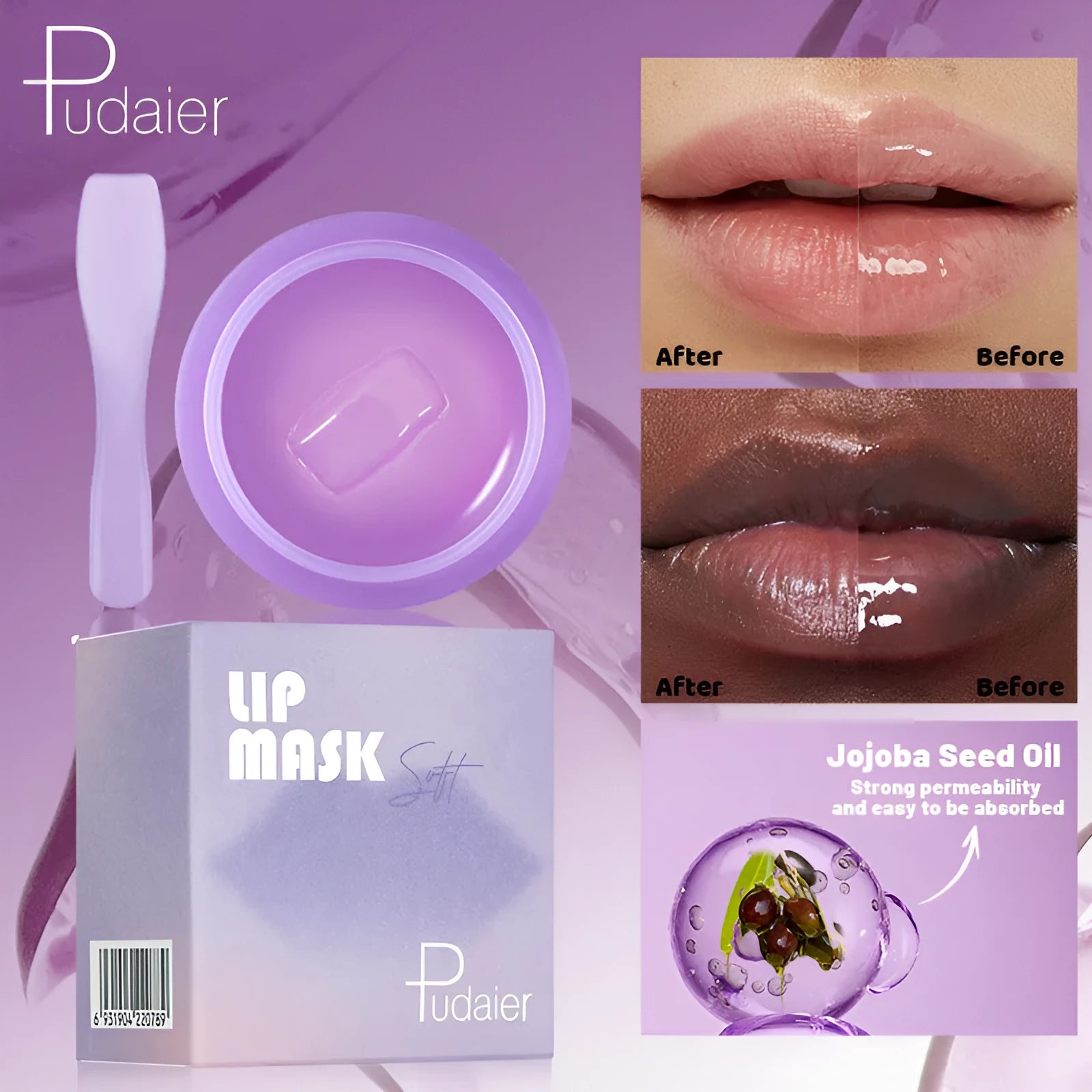 Exfoliating lip balm with cuticle removal tool in 10ml applicator