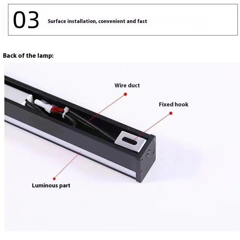 80 cm black aluminium strip LED wall lamp with touch control for three light colours