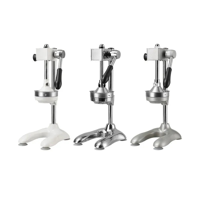 Vertical stainless steel manual juicer with multiple tip and colour options