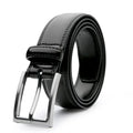 Men's genuine leather casual belt with an alloy buckle in Wild 95 grain brown, showing length options.