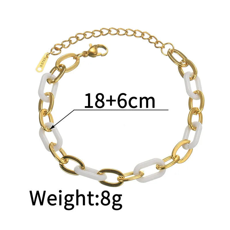 Women's stainless steel and resin double layer heart bracelet with electroplated finish