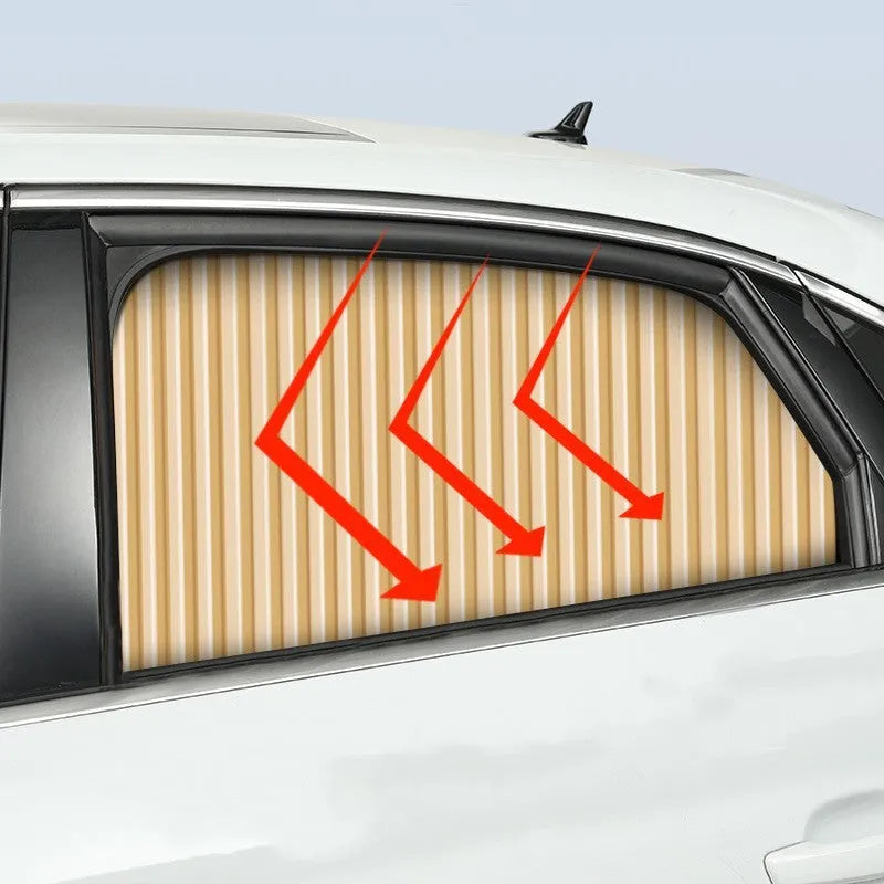 Auto retractable car sunshade curtain with roller shutter design in thick opaque cloth material