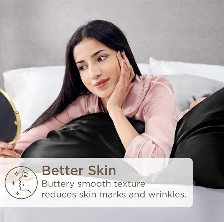 Pair of solid colour satin cloth pillowcases in polyester fibre available in twelve colours and four sizes