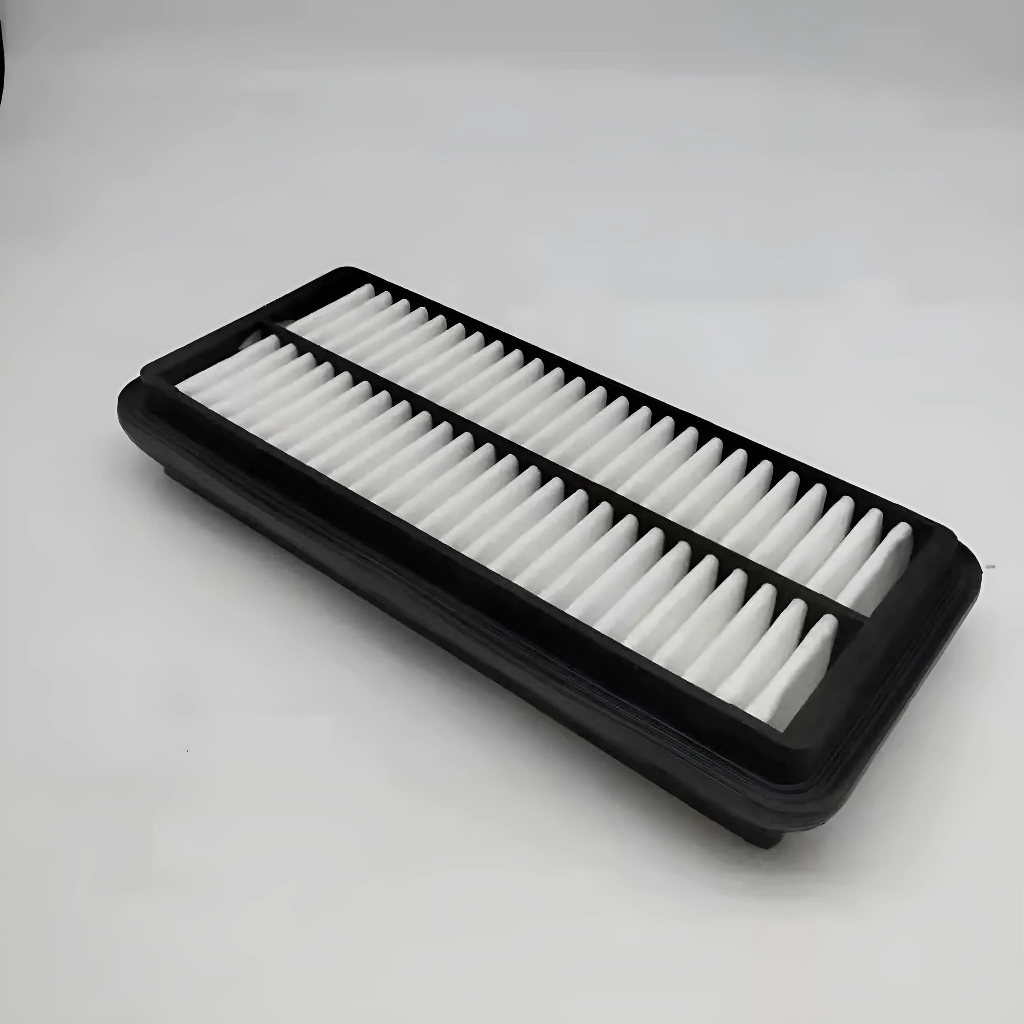 Rectangular black car air filter measuring 256mm by 113mm by 40mm for Modern vehicle applications